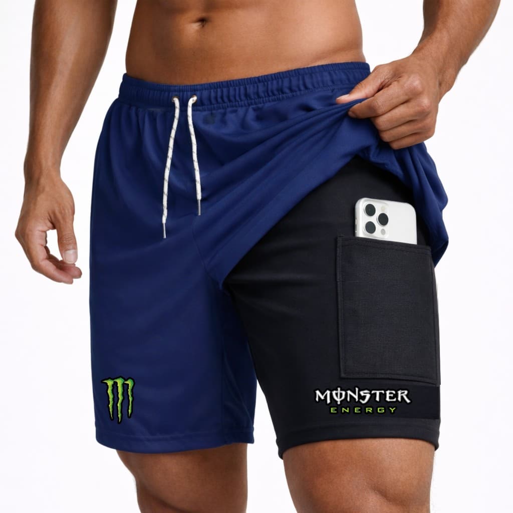 Bermuda Compressão 2em1 Masculina DryFit + Elastano Academia Corrida Bike Crossfit