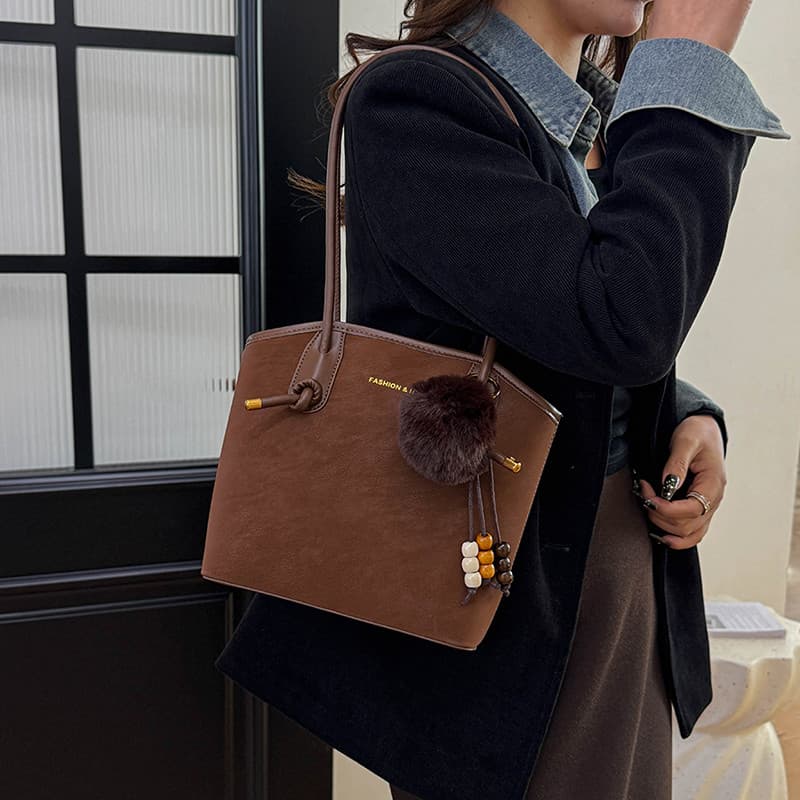 Nova High-End sentir caramelo cor camurça sacola feminina grande capacidade All-Match Commuter bolsa de ombro