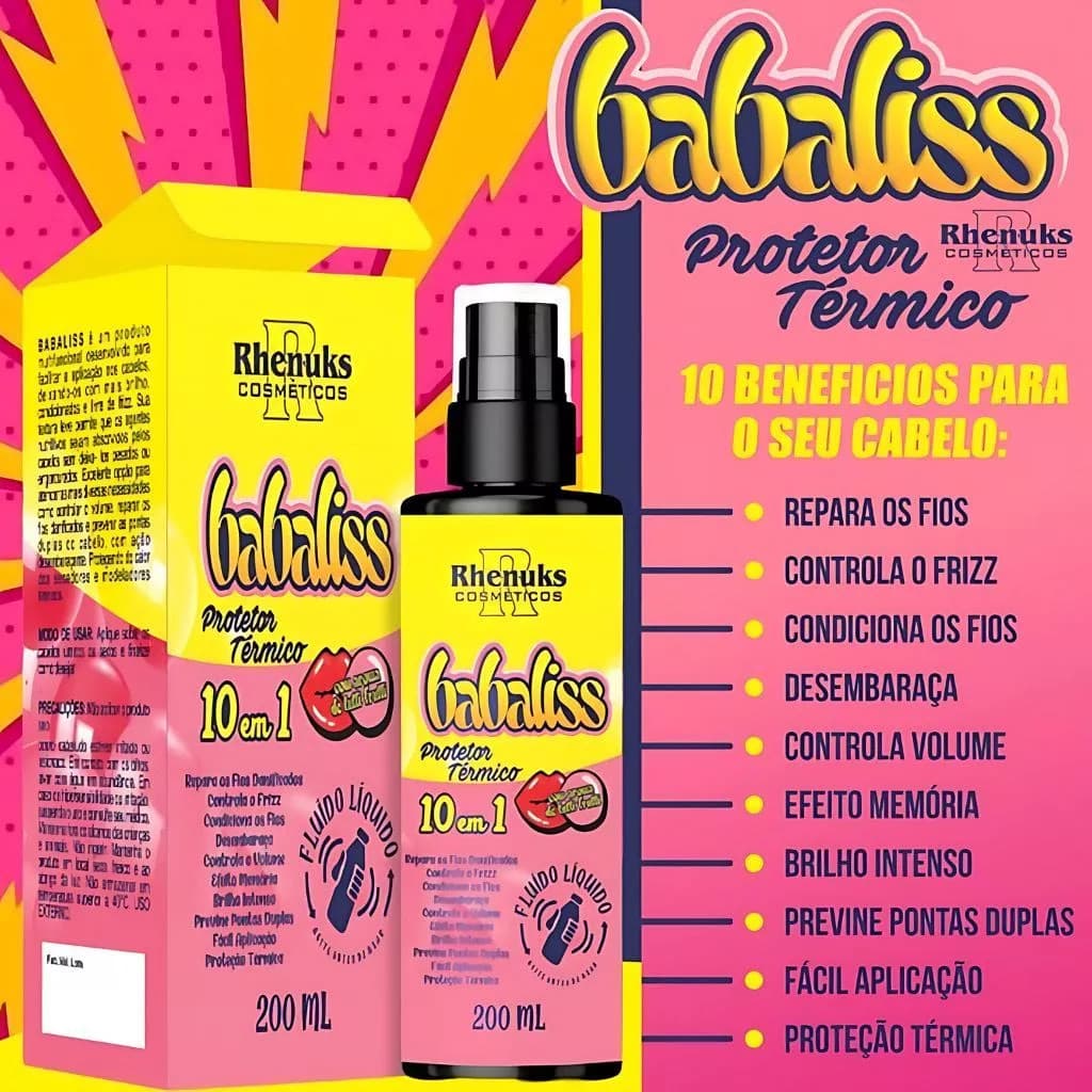 Spray Protetor Térmico 10 em 1 Capilar 200ml Babyliss Rhenuk