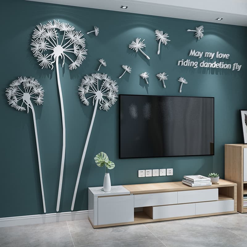 Decorações de parede de fundo de TV autoadesivas Layout de quarto influenciador adesivos de cabeceira acrílico 3d estére