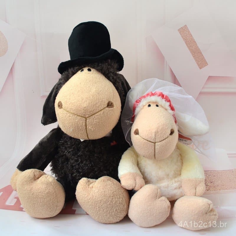 Lindo Brinquedo de Pelúcia de Lã em Forma de Casal de Noivos, Presente de Dia dos Namorados para Noiva e Noivo, Atacado