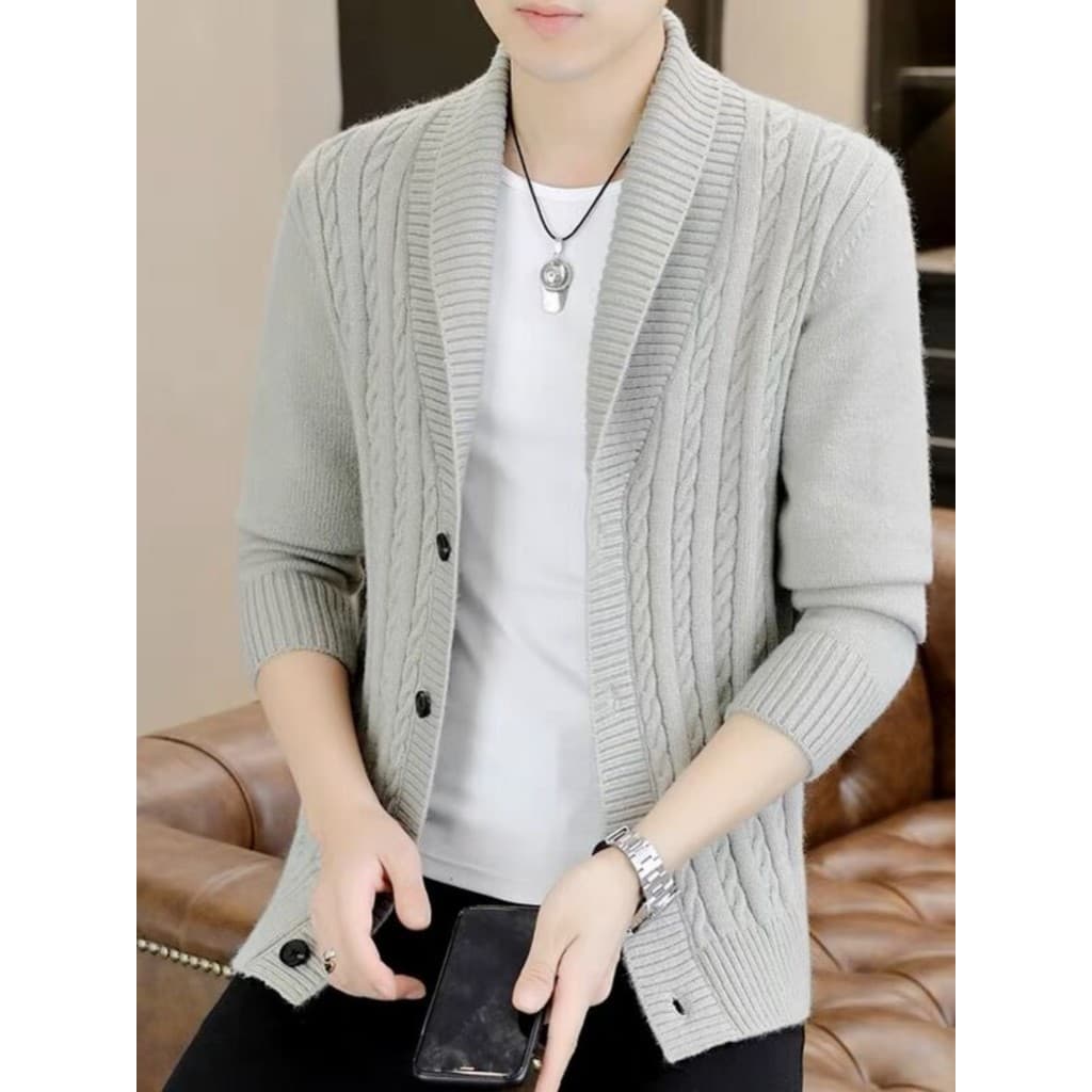 Primavera de alta qualidade bonito jaqueta de malha masculina versão coreana Casual All-Match Cardigan camisola jaqueta