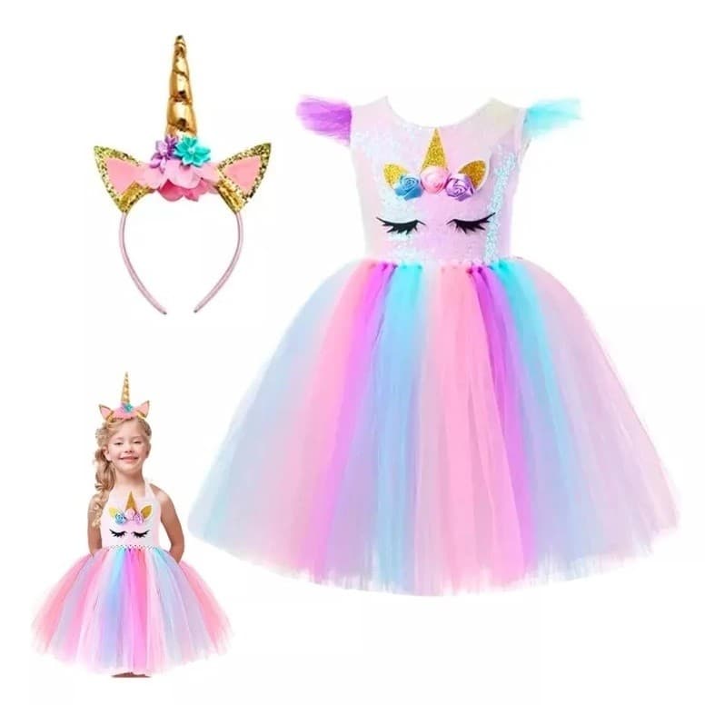 Fantasia Menina Carnaval Festas Infantil Unicórnio Rosa(2467)