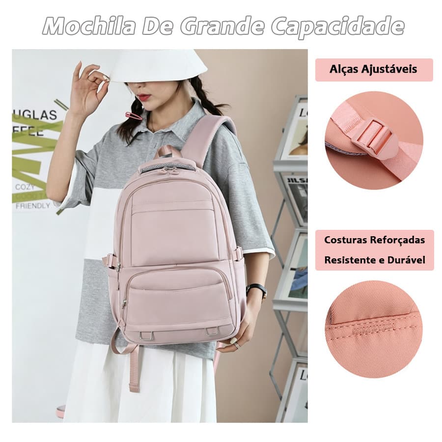Mochila Unissexo Grande Capacidade | Super Leve, Vários Bolsos | Protege a Coluna e Reduz o Peso