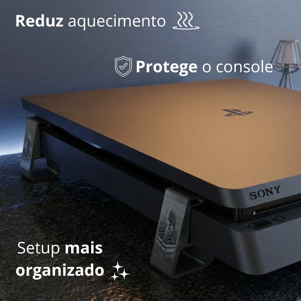 Suporte PS4 Slim Pro Fat Kit 4 Base Elevação Ventilação Console Não Superaquece