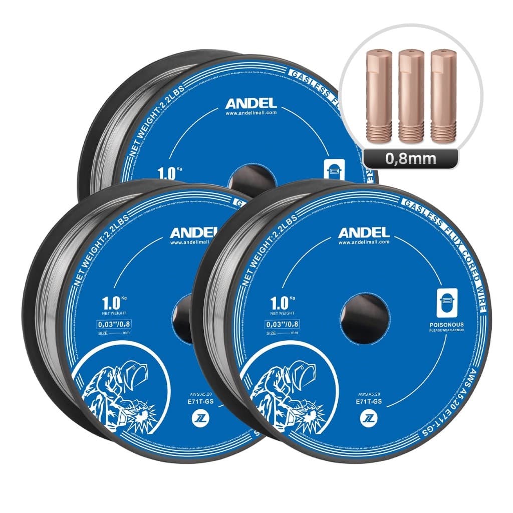 Arame Para Solda Mig Uso Sem Gás 0,8mm/1,0mm Rolo De 1kg Top ANDELI