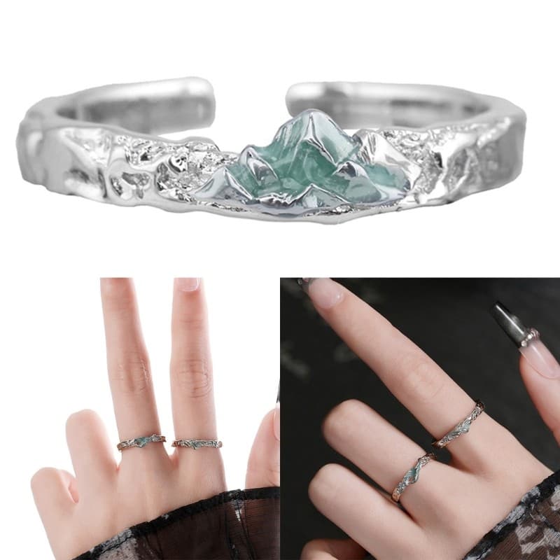 Anel De Cobre Inspirado No Mar Da Montanha blg , Faixa De Tamanho Ajustável Para Casais , Símbolo De Amor , Acessório De