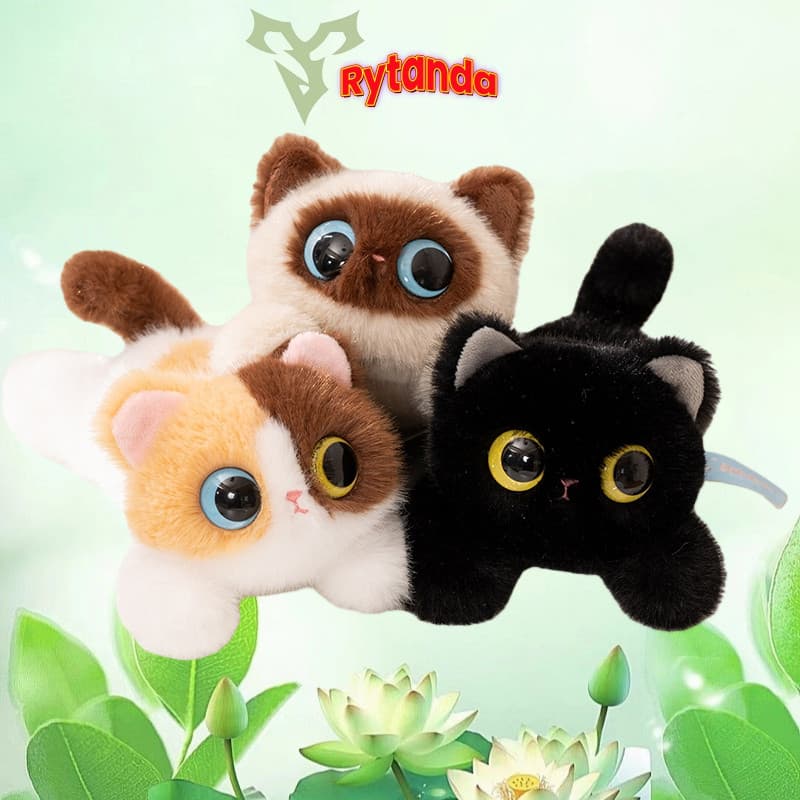 Rytanda Gato Preto Brinquedo De Pelúcia Simulação Fofa Travesseiro De Olho Grande Boneca Animal Macia Almofada De Sofá D