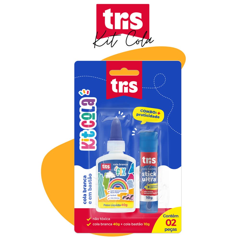 Kit Cola Branca Fix 40g + Cola Bastão Stick Ultra 10g - Tris