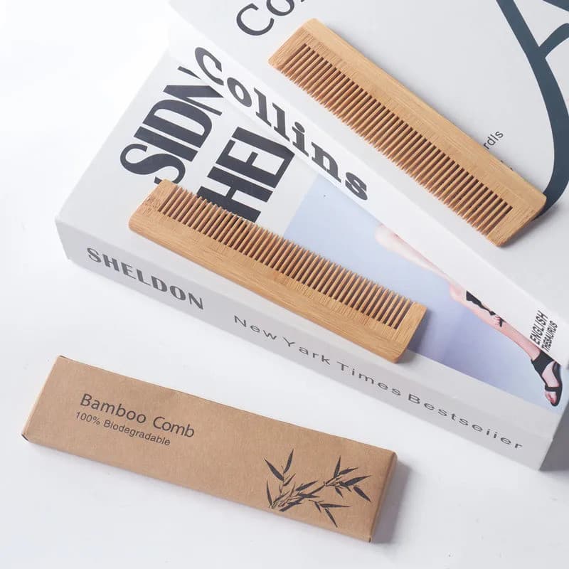 2 Pçs Pente De Madeira Massagem De Bambu Pentes De Cabelo Natural Anti-Estático Escovas Cuidados Com O Masculino Cabelei