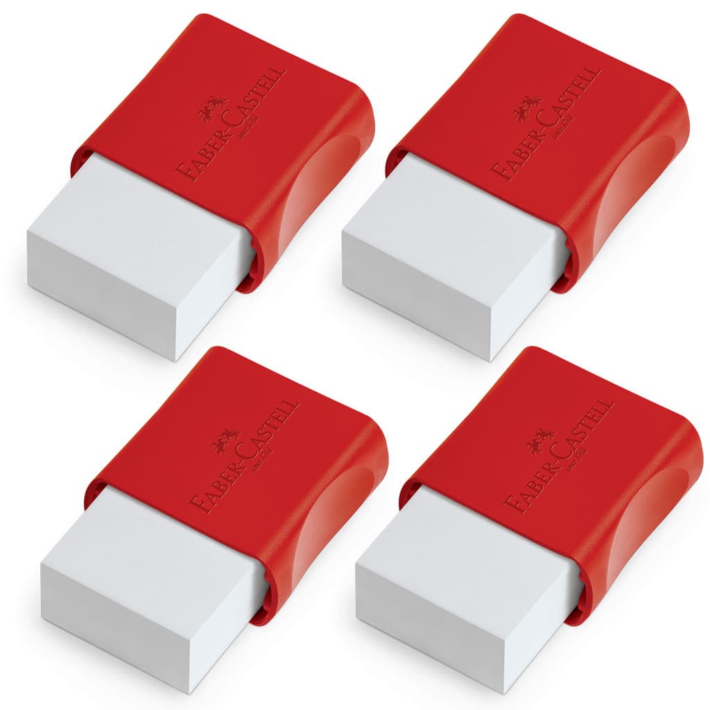 Borracha Faber-Castell FC Max Vermelha Kit Com 4 Unidades