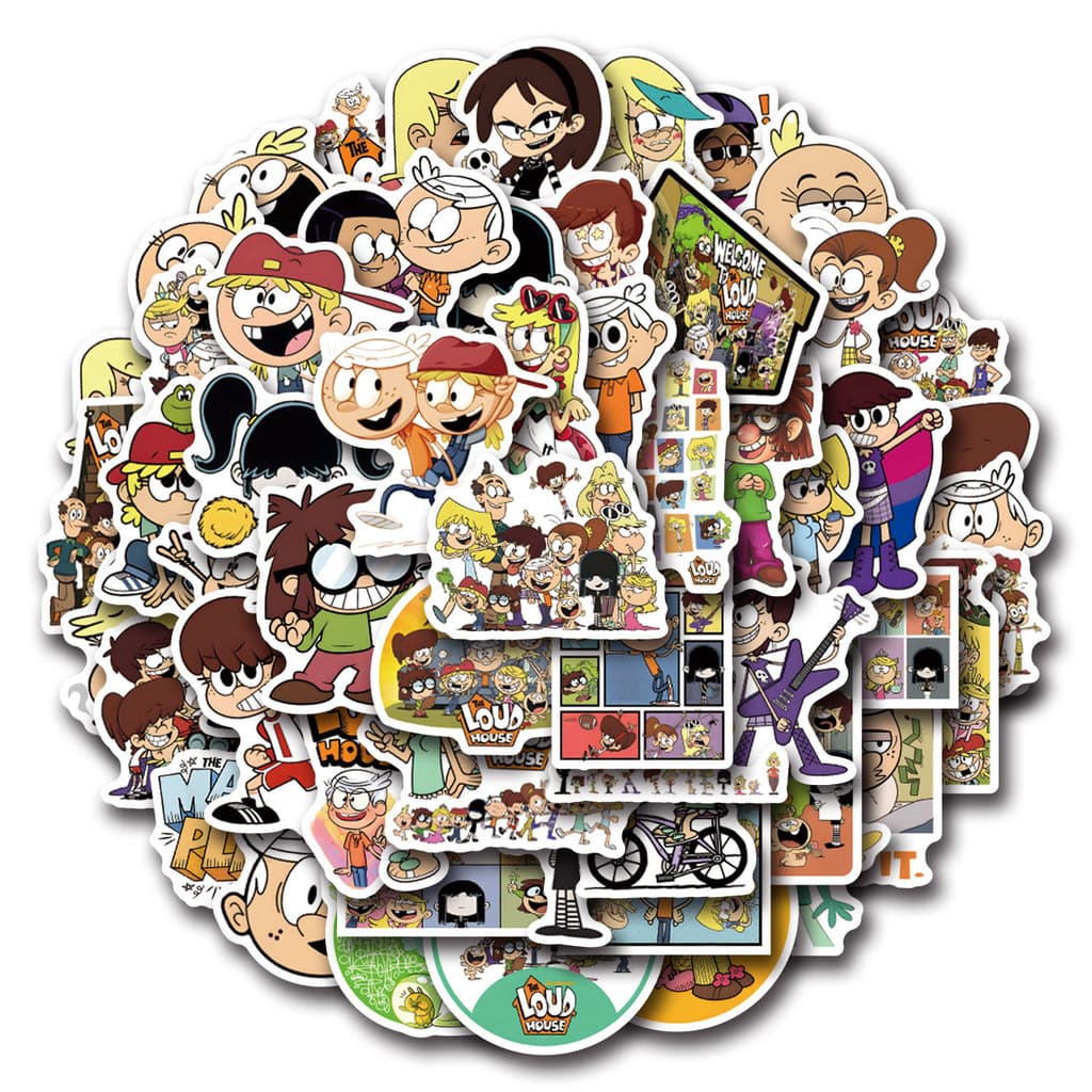 55 Peças de Adesivos de Graffiti da Comédia Animada Infantil Americana The Loud House Adesivos para Carros e Bagagens D