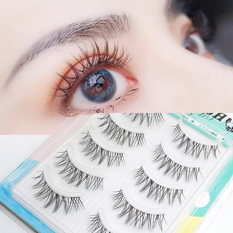 Fabricante GM07 Cinco Pares 3D Afiados Cílios Postiços Haste Transparente Cílios Postiços Naturais Estilo Longo Cílios D