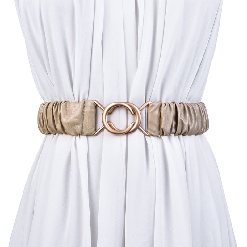 Plissado couro do plutônio elástico All-Match cinto feminino jaqueta casaco camisola vestido cintura decoração