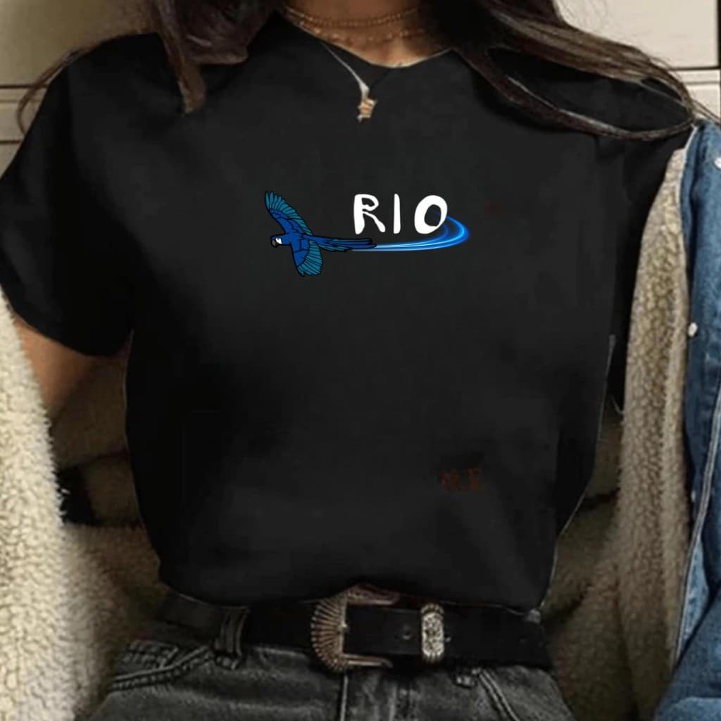 Camiseta Feminina Algodão 30,1 Arara Azul Rastro Camisa Moda Verão Manga Curta