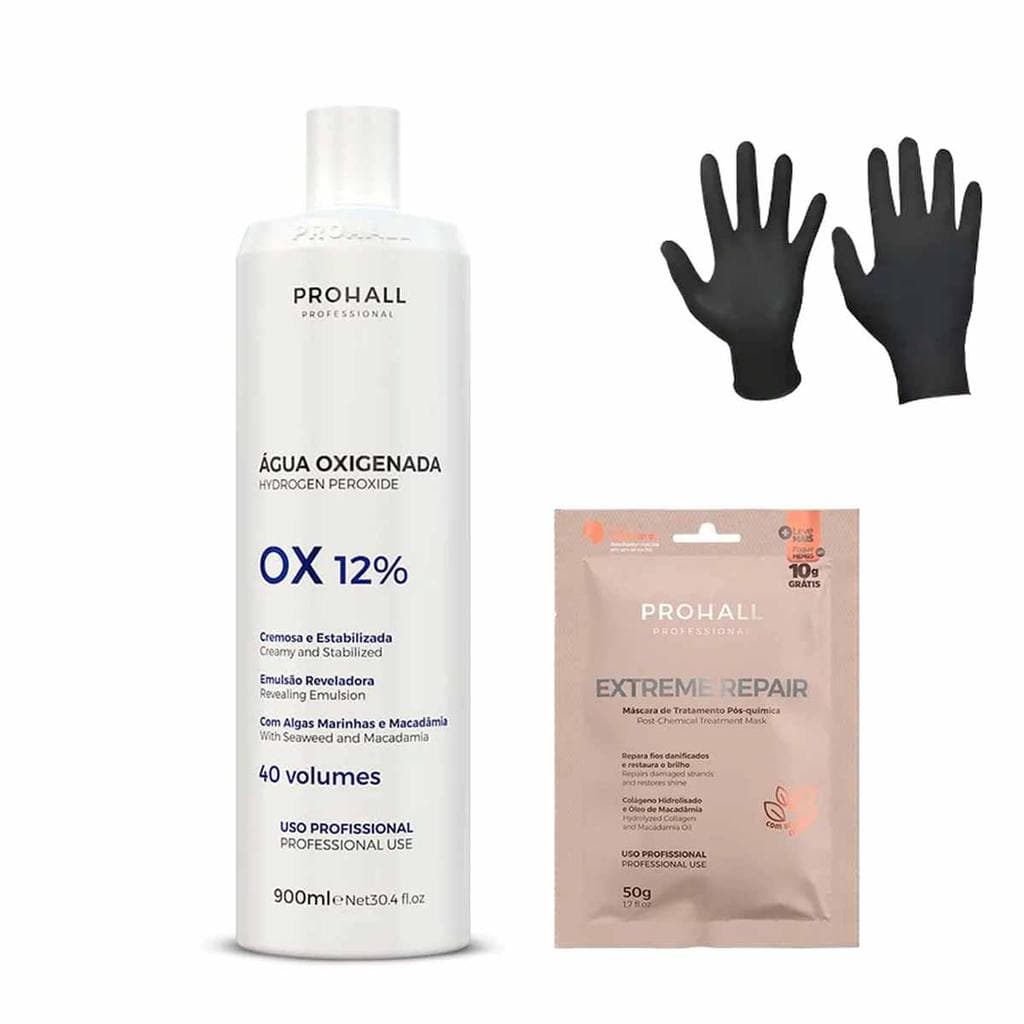 Água Oxigenada OX 40 Volumes Cream Processo De Descoloração Tons Loiros Ultraclaros 900ml Prohall