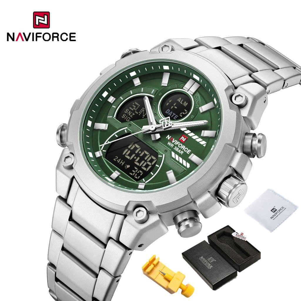 Relógio Digital Masculino NAVIFORCE Multifuncional à Prova d'Água Relógio Esportivo Masculino com Display de 12/24 Horas