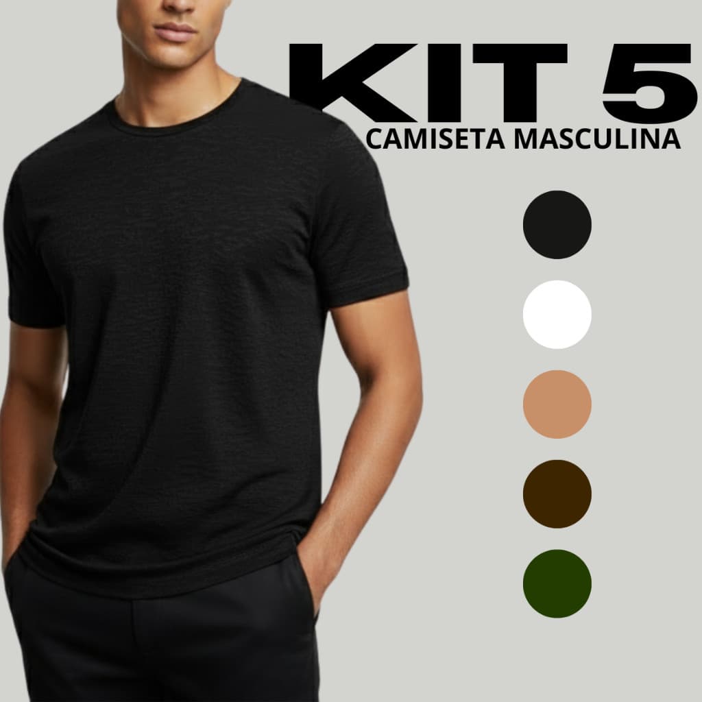 Kit com 5 camisetas masculinas básicas para o dia a dia!