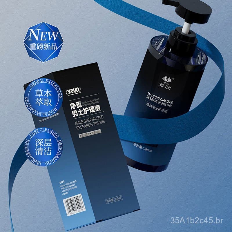 Solução Refrescante para Cuidados Masculinos Yarun 280ml, Extrato Herbal Natural, Limpeza Profunda, Fragrância Refrescan