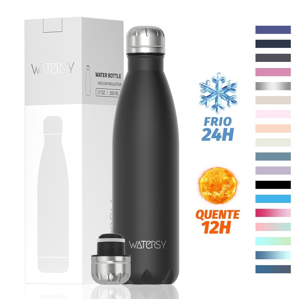 WATERSY-Aço inoxidável 304 Preto GAarrafa Portátil 500ml