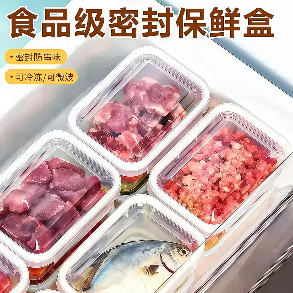 Caixa selada para manter frescos, caixa de armazenamento para geladeira doméstica, grande capacidade, carne congelada, f