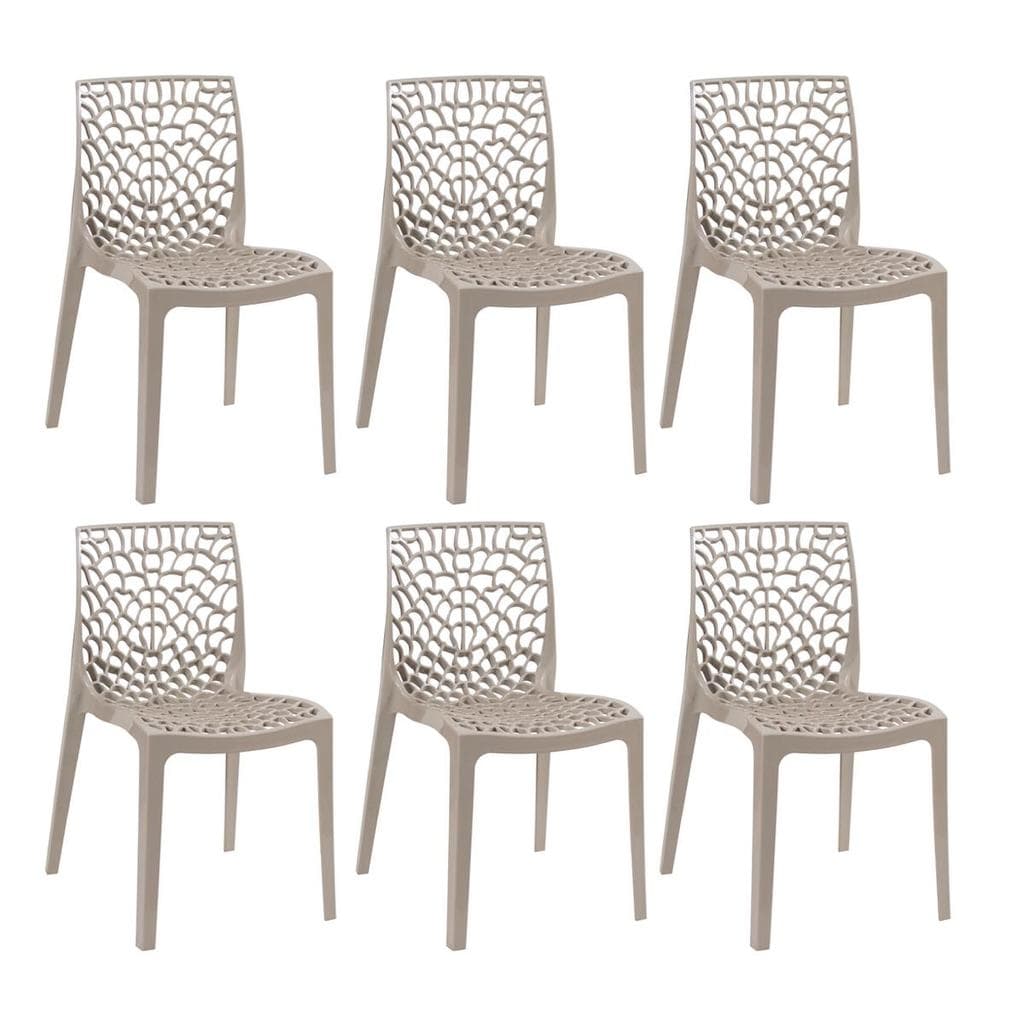 Kit 6 Cadeiras Laráz Gruvyer Design Anatômico - Nude