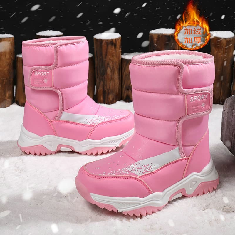 Meninas botas de neve 2026 novo estilo inverno mais veludo nordeste crianças sapatos de esqui médio grande crianças engr