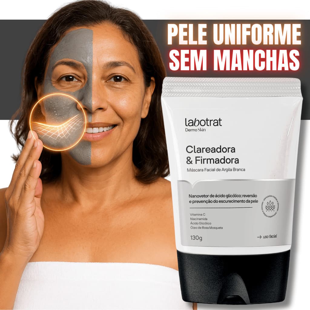 Máscara anti manchas melasma clareadora e firmadora argila branca para pele