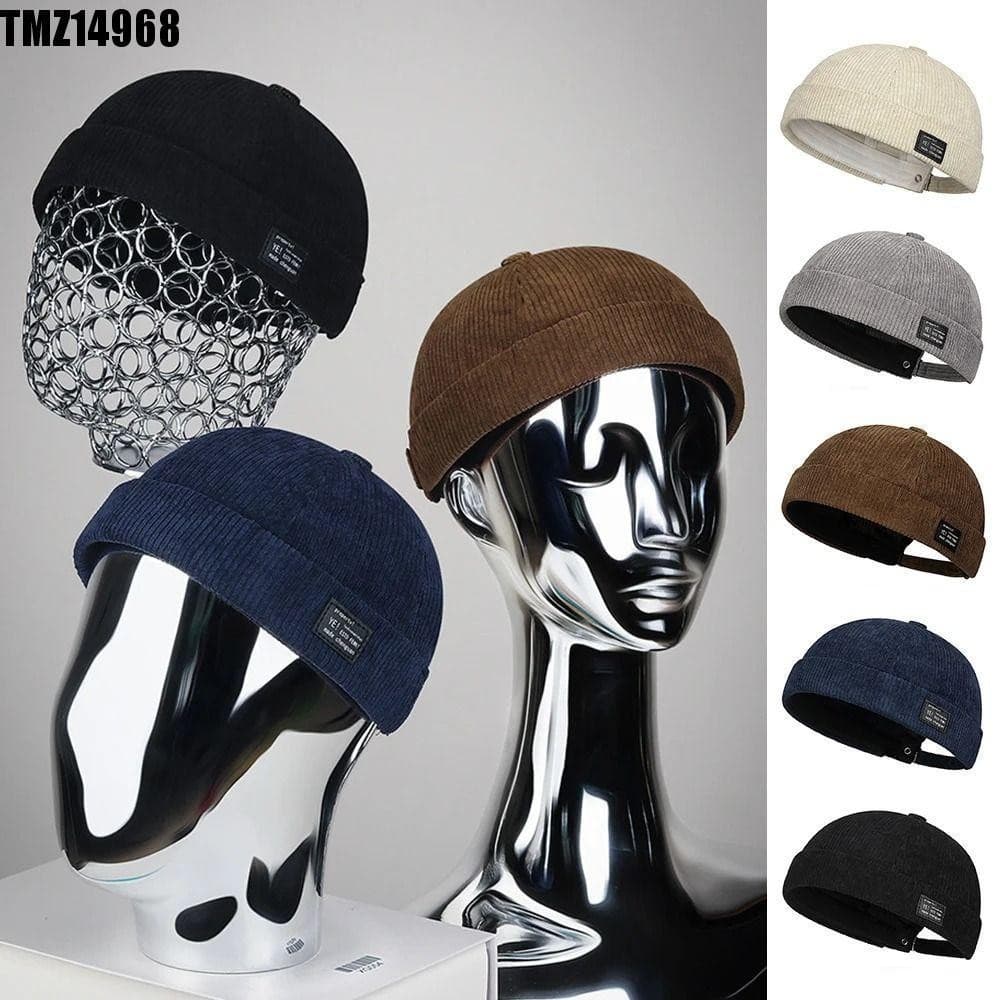 TMZ14968 Boné Docker Vintage , Chapéu Sem Aba Ajustável De Cor Sólida , Redondo De Veludo Macio Para Melão Ao Ar Livre