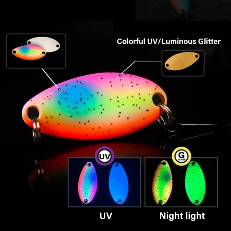 zzz Iscas De Pesca Brilhantes , Colheres Para Truta Com Gancho Único Duras De Metal Artificiais Subaquáticas
