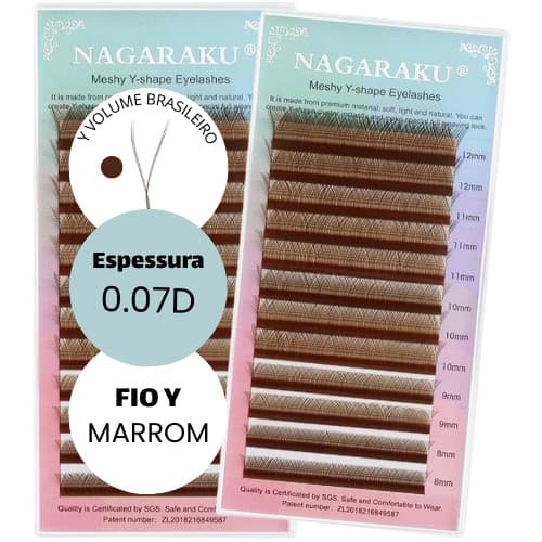 Cílios Nagaraku Y Cor Marrom Volume Brasileiro Fio YY Extensão De Cílios Alongamento Retenção Brown