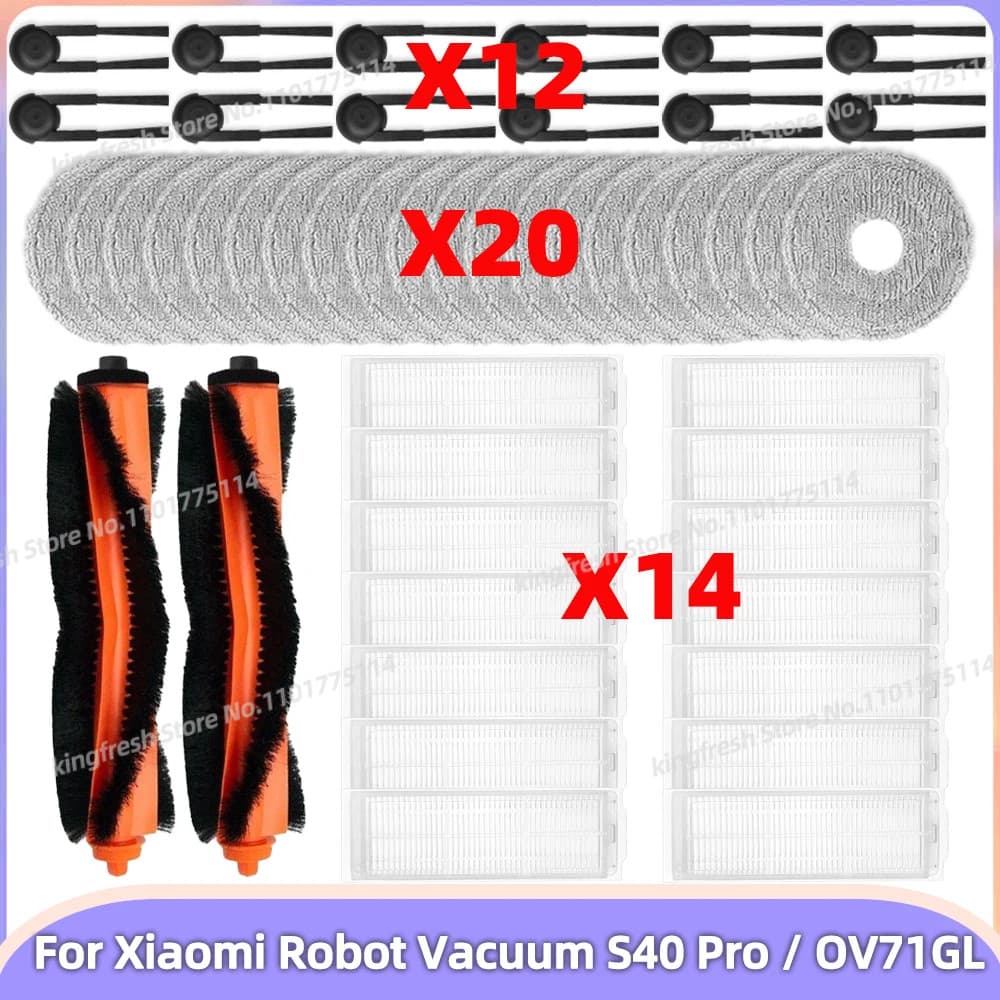 Compatível Para (Xiaomi Robô Vácuo S40 Pro/OV71GL) Peças De Rolo Principal Escova Lateral Mop Pano Filtro HEPA Acessório