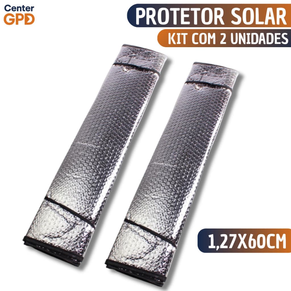 Kit 2 Protetor Solar Para-Brisa Painel De Carro 1,27x60cm Corta Sol Universal Com Ventosa Universal