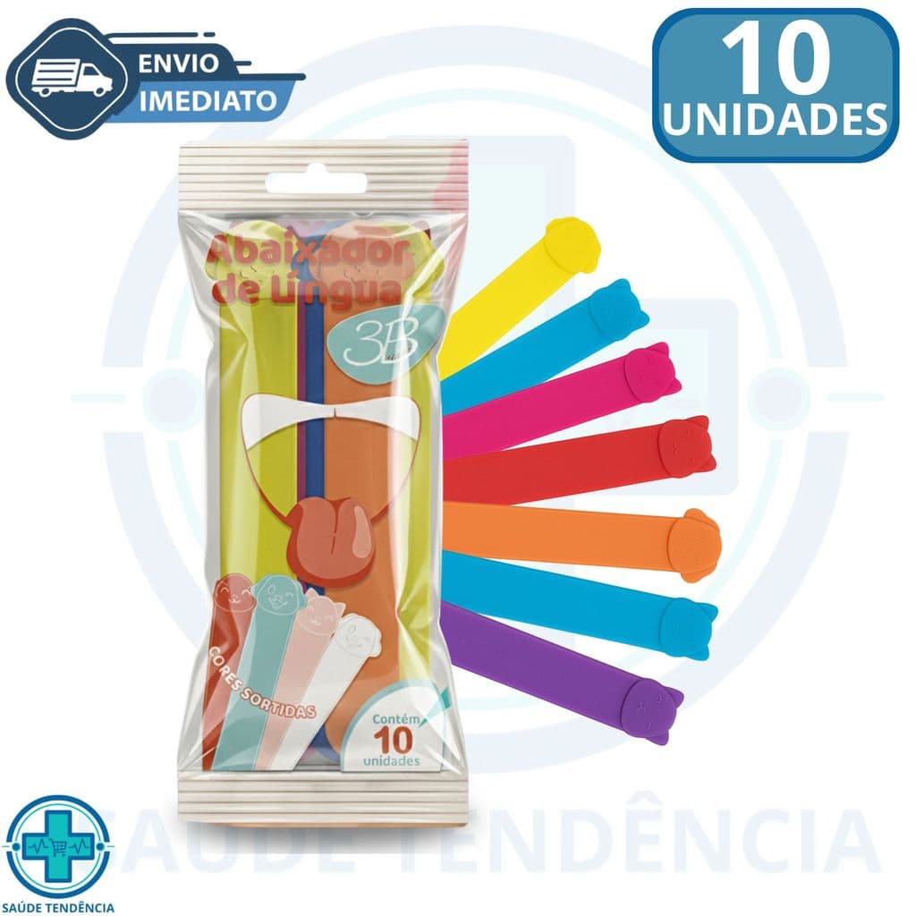 Abaixador de Lingua Colorido Plastico Sabor Aroma 10 und