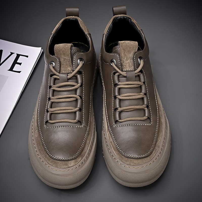 Sapatos de cano alto masculinos de couro genuíno outono inverno sola grossa sapatos de couro casuais masculinos ao ar li