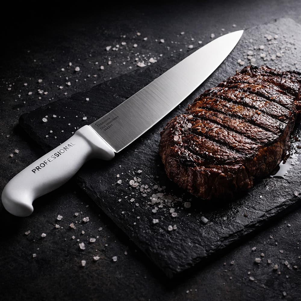 Faca de Carne Profissional para Churrasco com Lâmina Afiada em Aço Inox