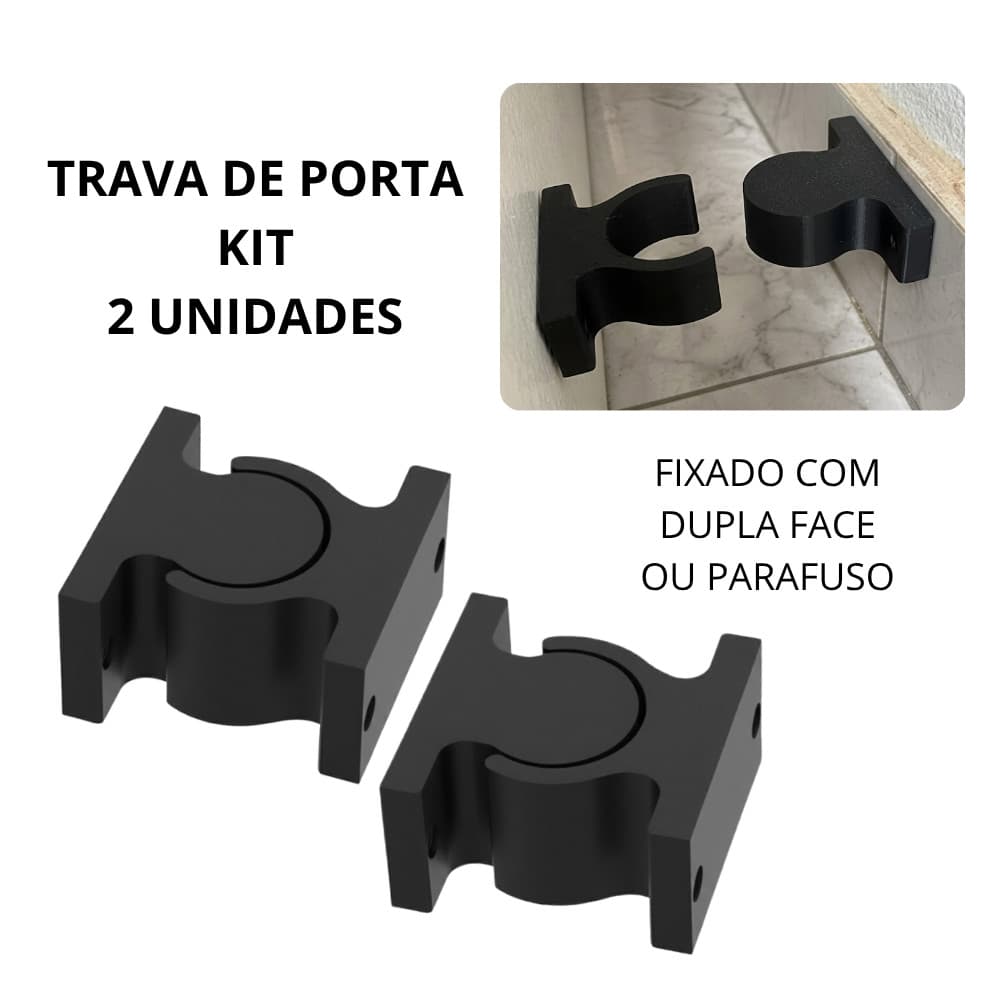 Kit 2 Trava de Porta Anti Batida Dupla Face ou Parafuso Super Resistente