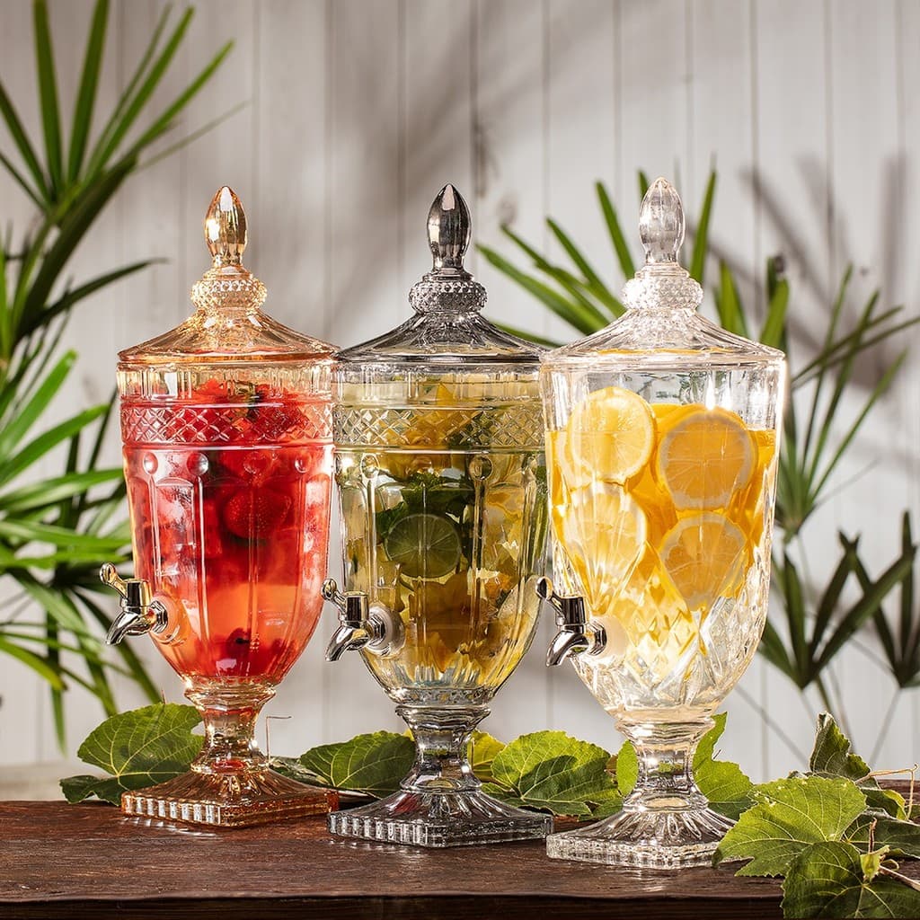 Suqueira Diamond 1,8 Litros em Vidro Cristal com Torneira para Suco e Bebidas