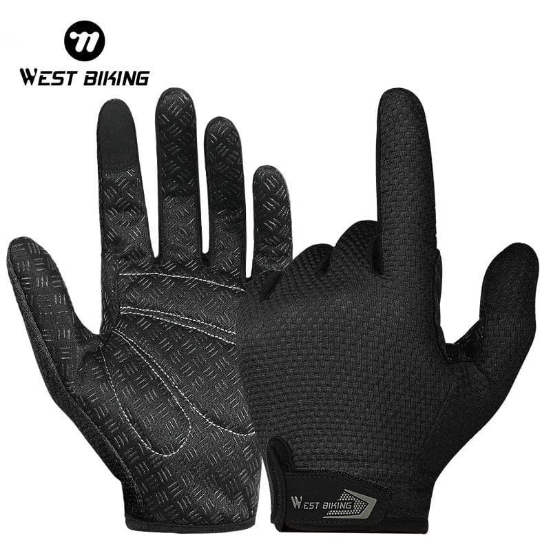 Luvas de Ciclismo de Verão WEST BIKING, Luvas de Ciclismo MTB de Dedo Inteiro, Luvas de Condução com Palma de Silicone A