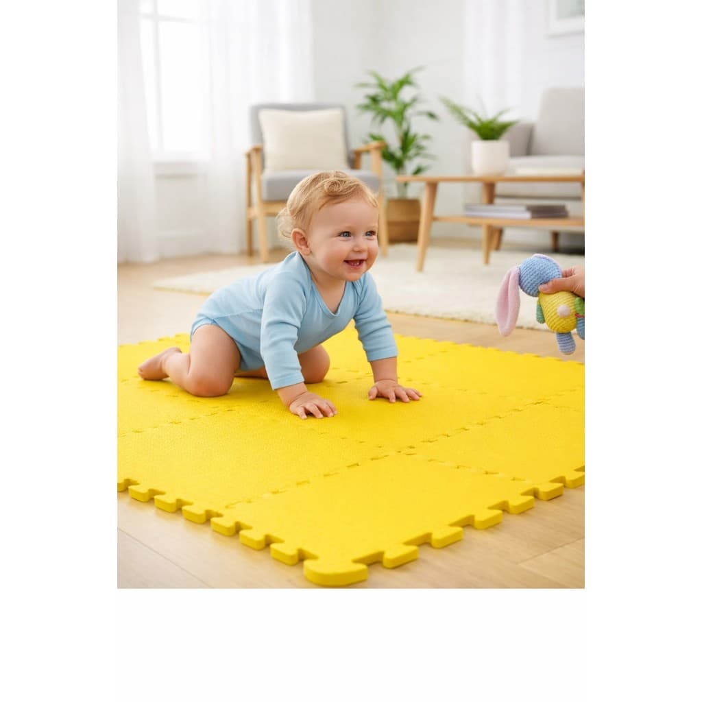 Kit 8 Tatames Tapetes Eva 50x50x1cm 10mm Amarelo Premium Amarelocom Bordas de Acabamento Premium