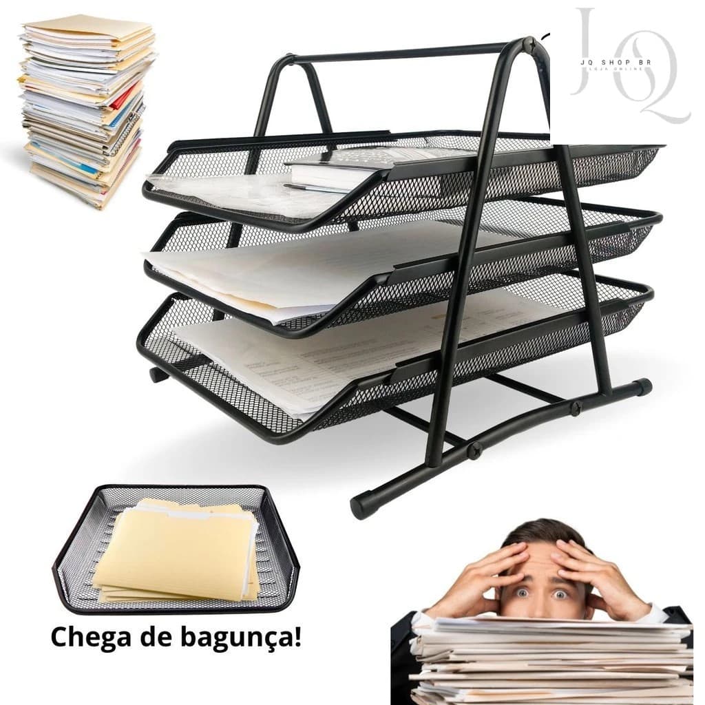 Organizador de Mesa Bandeja com Prateleiras 2/3/4 Andares Porta Papel Documentos Escritório