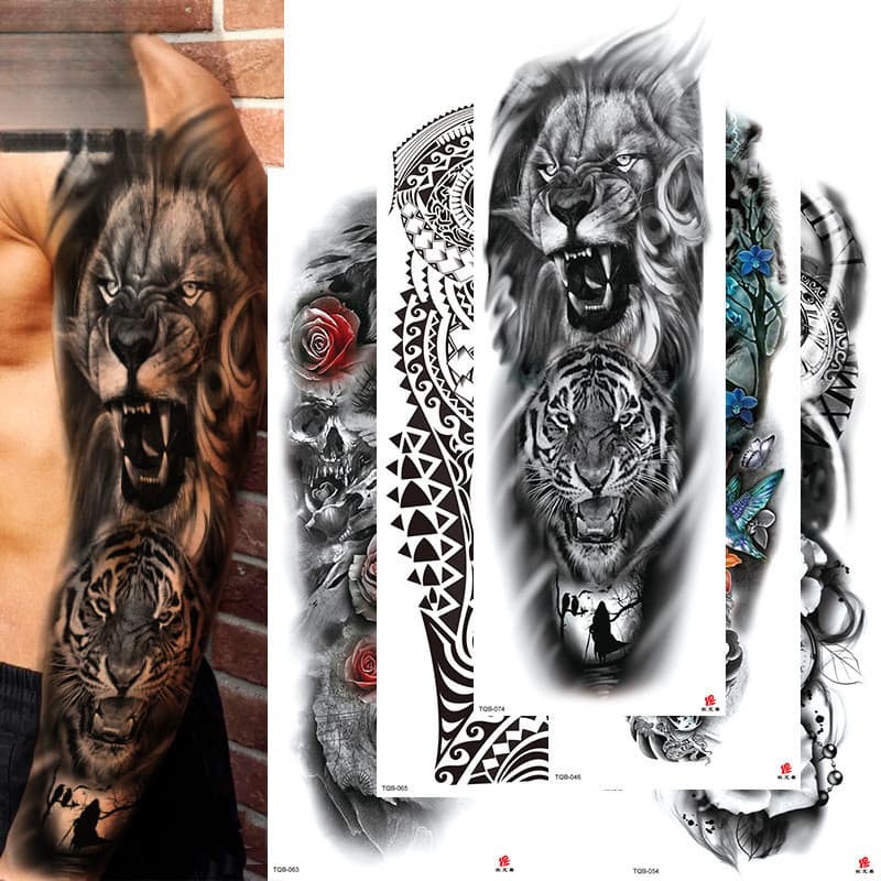 Adesivos de Tatuagem Temporária à Prova d'Água, Tatuagens Falsas Realistas 3D Unissex para Festas Sociais e Praia de Ver
