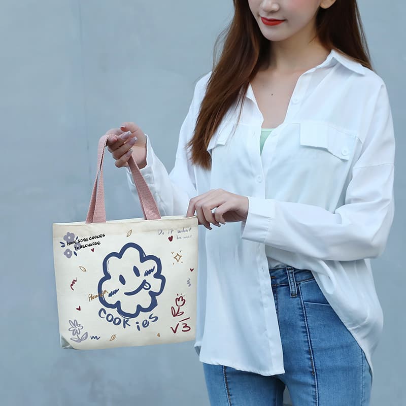 Bolsa de lona feminina portátil japonesa ins pequena bolsa de ombro de compras de estudante versão coreana bolsa literár