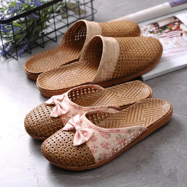 Linho Rattan grama tecido casal casa interior antiderrapante sola grossa Baotou meninos meninas Pastoral sandálias absor