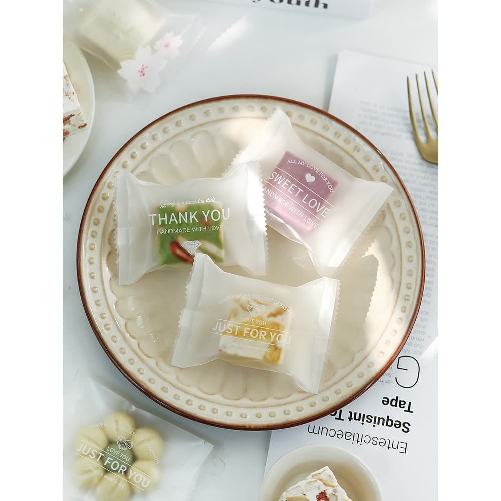 Saco de embalagem Nougat biscoitos de Cranberry biscoitos de gelo floco de neve crocante doces leite bolo máquina selo i
