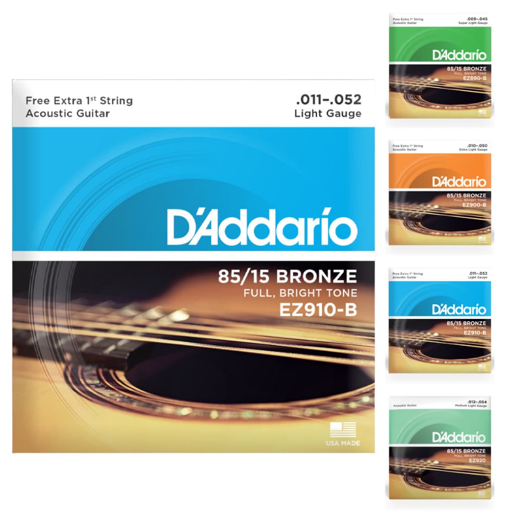 Encordoamento Jogo de cordas Violão Aço Bronze 85/15 Daddario ORIGINAL 0.9 0.10 0.11 0.12 EZ890B EZ900B EZ910B EZ920