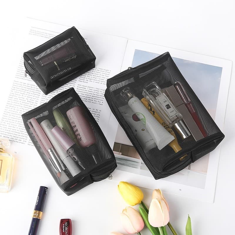 Bolsa cosmética portátil de gaze transparente para maquiador, bolsa de higiene pessoal, Sub-embalagem, bolsa de armazena