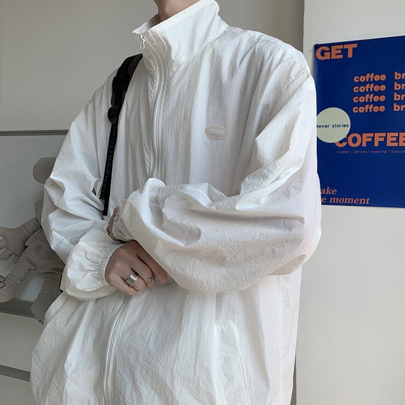 Verão Street Wear roupas de proteção solar masculino Ultra-fino respirável esportes proteção solar jaqueta ins estilo Ho