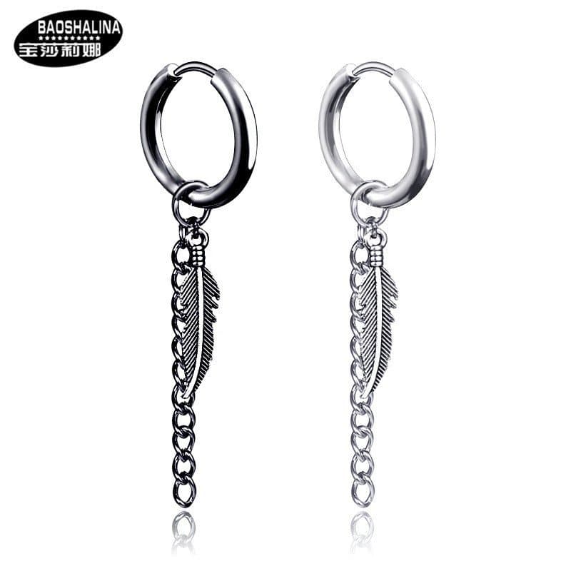 Brincos de corrente com borlas estilo coreano premium, brincos modernos, brincos de borla em aço titânio sem furo.