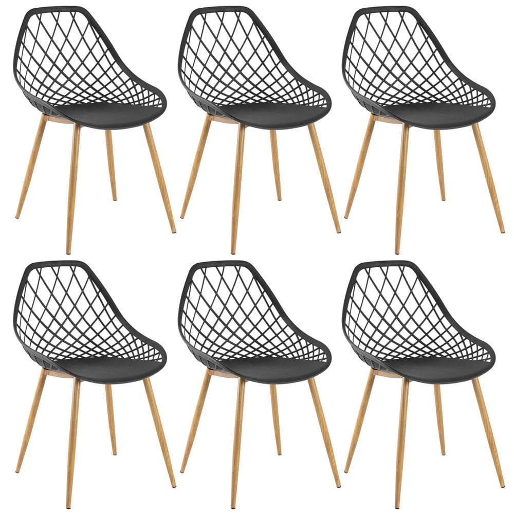 Kit 6 cadeiras de jantar Clarice Cloe com design contemporâneo – Preto